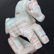 Pistachio Caribbean Calcite hand-carved prancing horse 165*55*156mm 947g Rocks and Things