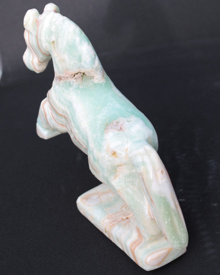 Pistachio Caribbean Calcite hand-carved prancing horse 165*55*156mm 947g Rocks and Things