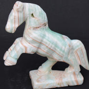Pistachio Caribbean Calcite hand-carved prancing horse 165*55*156mm 947g Rocks and Things
