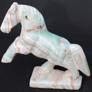 Pistachio Caribbean Calcite hand-carved prancing horse 165*55*156mm 947g Rocks and Things