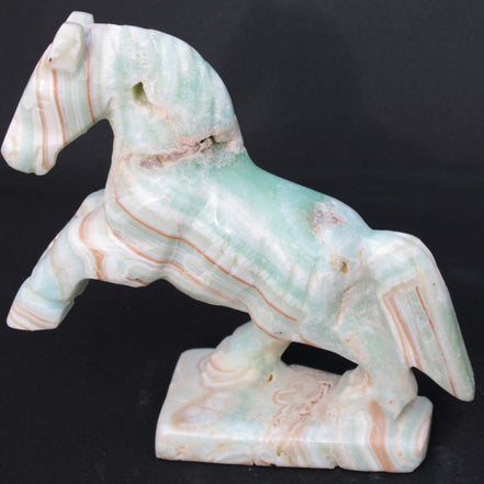 Pistachio Caribbean Calcite hand-carved prancing horse 165*55*156mm 947g Rocks and Things