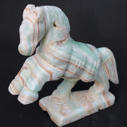 Pistachio Caribbean Calcite hand-carved prancing horse 165*55*156mm 947g Rocks and Things