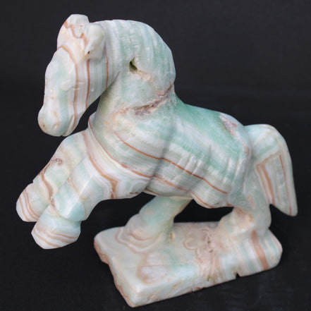 Pistachio Caribbean Calcite hand-carved prancing horse 165*55*156mm 947g Rocks and Things