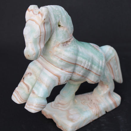 Pistachio Caribbean Calcite hand-carved prancing horse 165*55*156mm 947g Rocks and Things