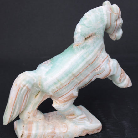 Pistachio Caribbean Calcite hand-carved prancing horse 165*55*156mm 947g Rocks and Things