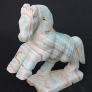 Pistachio Caribbean Calcite hand-carved prancing horse 165*55*156mm 947g Rocks and Things