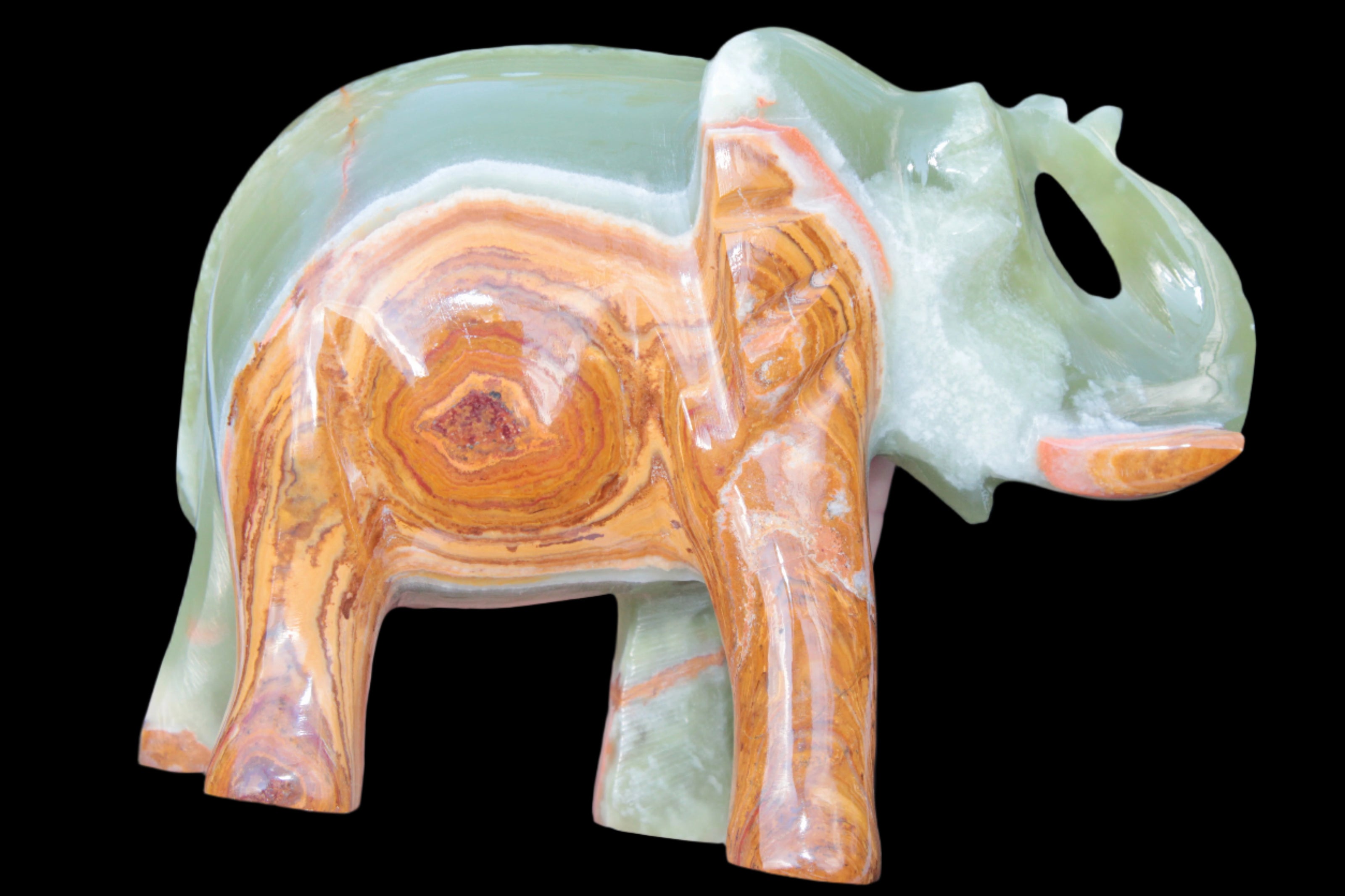 Elephant hand-carved Afghan Jade 152*60*117mm 1120g in sunlight - Rocks and Things Store