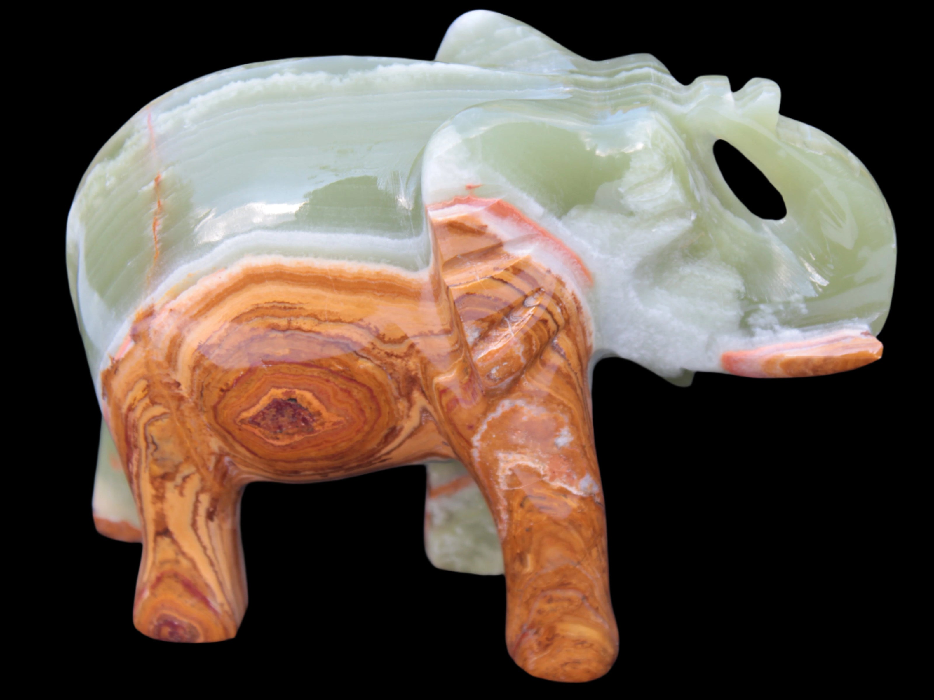 Elephant hand-carved Afghan Jade 152*60*117mm 1120g in sunlight - Rocks and Things Store