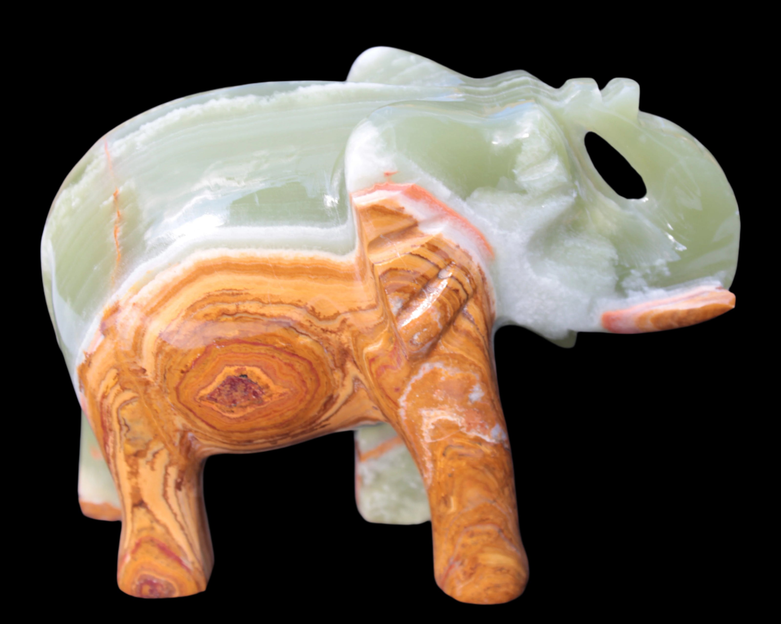 Elephant hand-carved Afghan Jade 152*60*117mm 1120g in sunlight - Rocks and Things Store