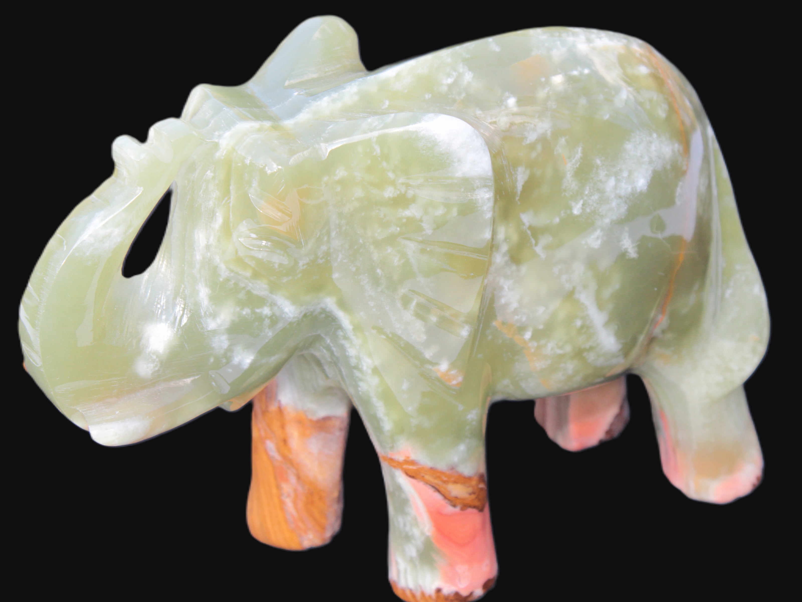 Elephant hand-carved Afghan Jade 152*60*117mm 1120g in sunlight - Rocks and Things Store