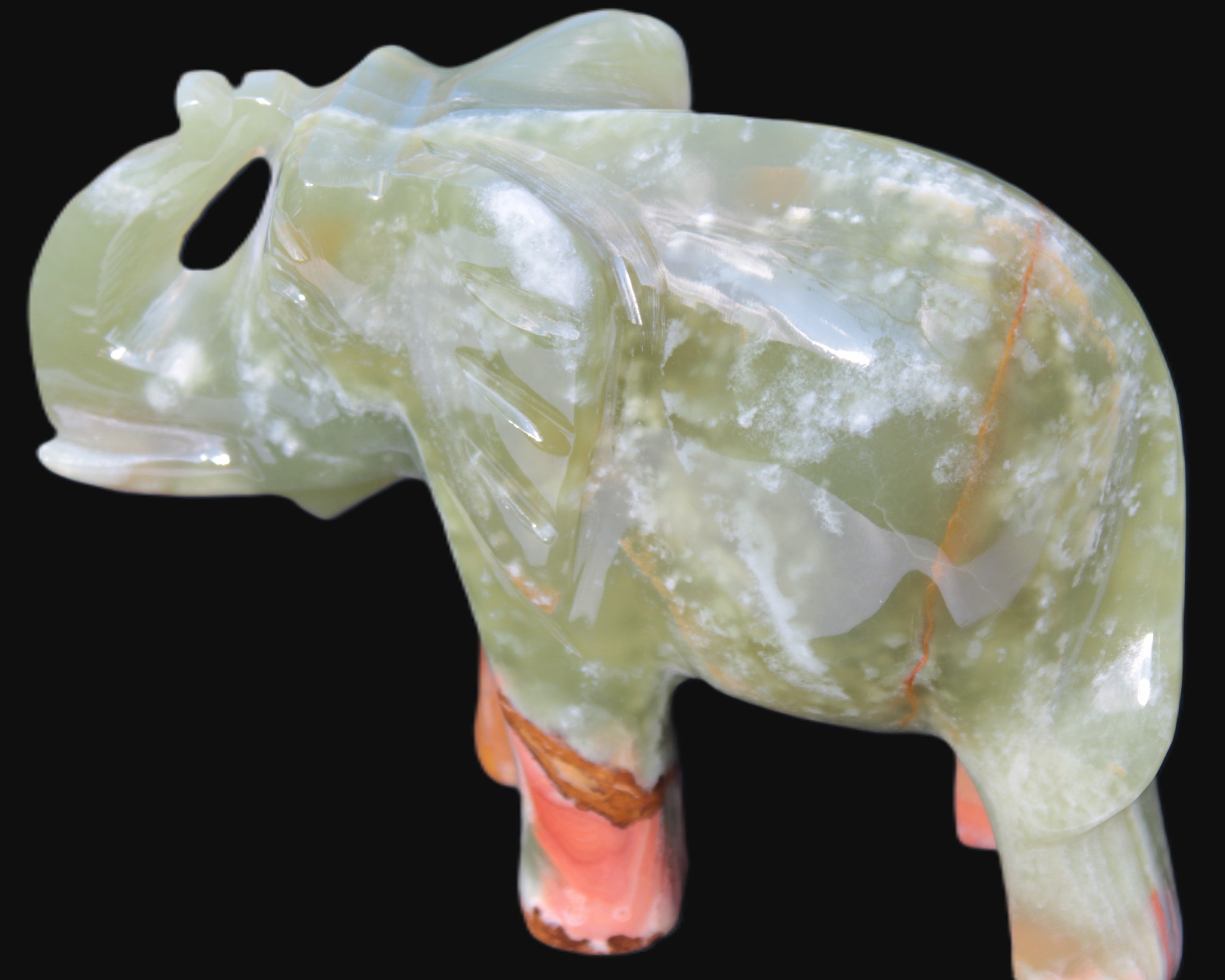 Elephant hand-carved Afghan Jade 152*60*117mm 1120g in sunlight - Rocks and Things Store