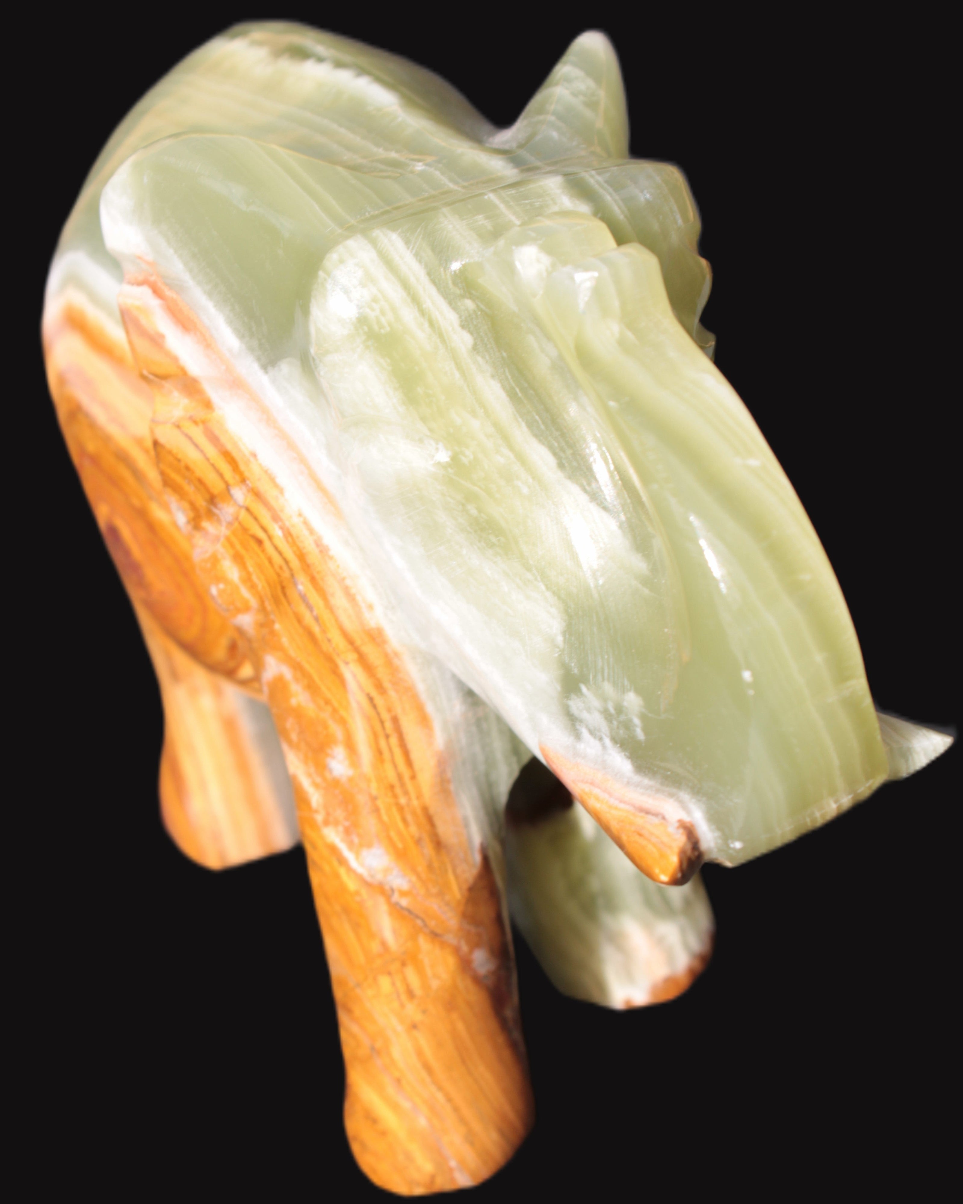 Elephant hand-carved Afghan Jade 152*60*117mm 1120g in sunlight - Rocks and Things Store