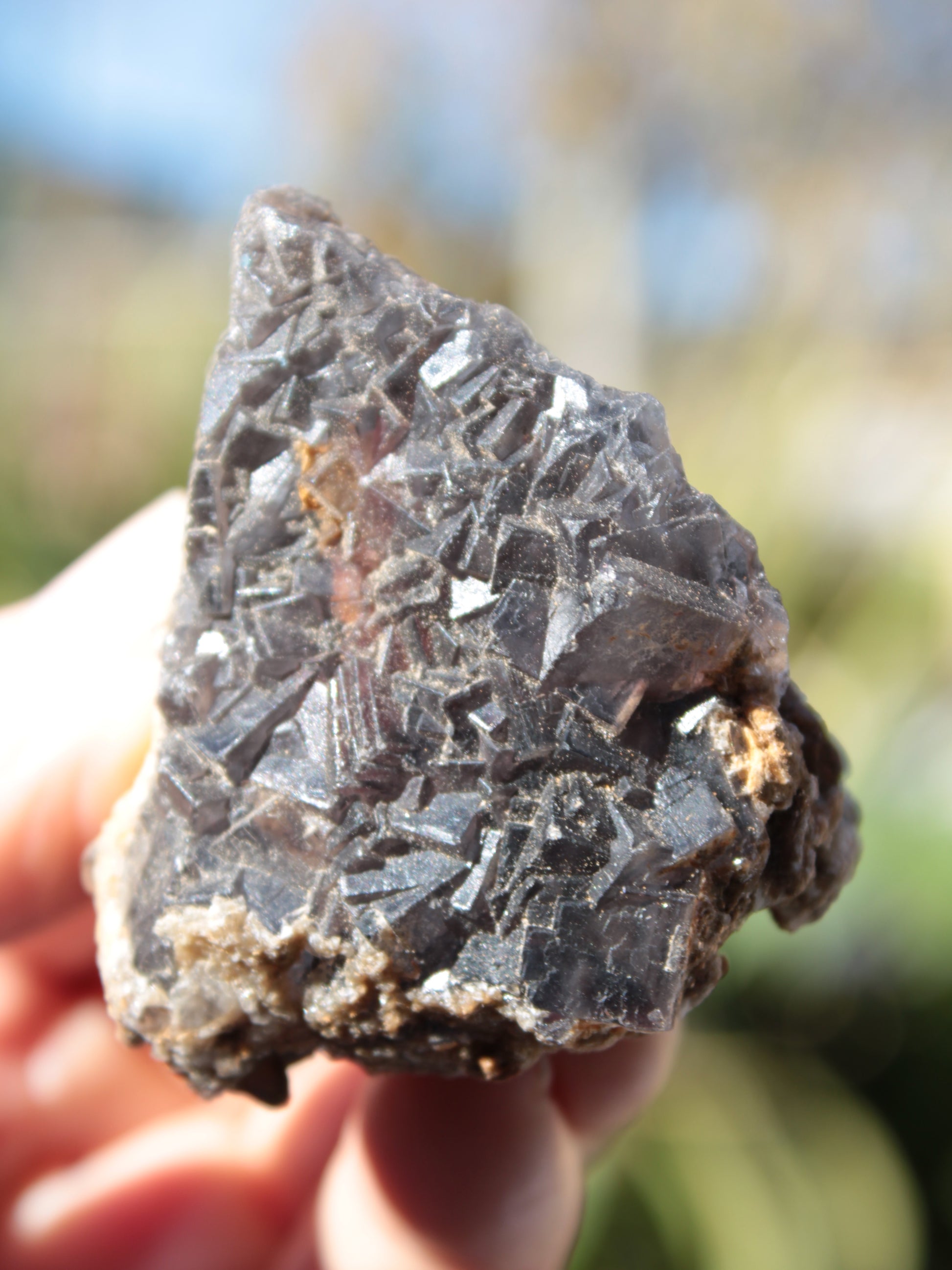 Purple cubic Fluorite cluster on Calcite matrix from Pakistan 55mm 77.4g Rocks and Things