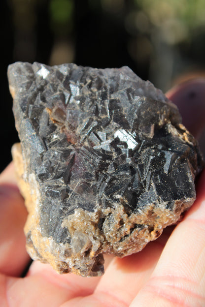 Purple cubic Fluorite cluster on Calcite matrix from Pakistan 55mm 77.4g Rocks and Things