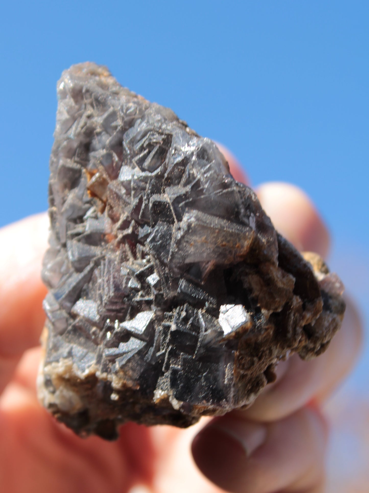 Purple cubic Fluorite cluster on Calcite matrix from Pakistan 55mm 77.4g Rocks and Things