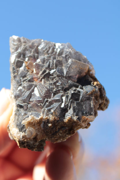 Purple cubic Fluorite cluster on Calcite matrix from Pakistan 55mm 77.4g Rocks and Things