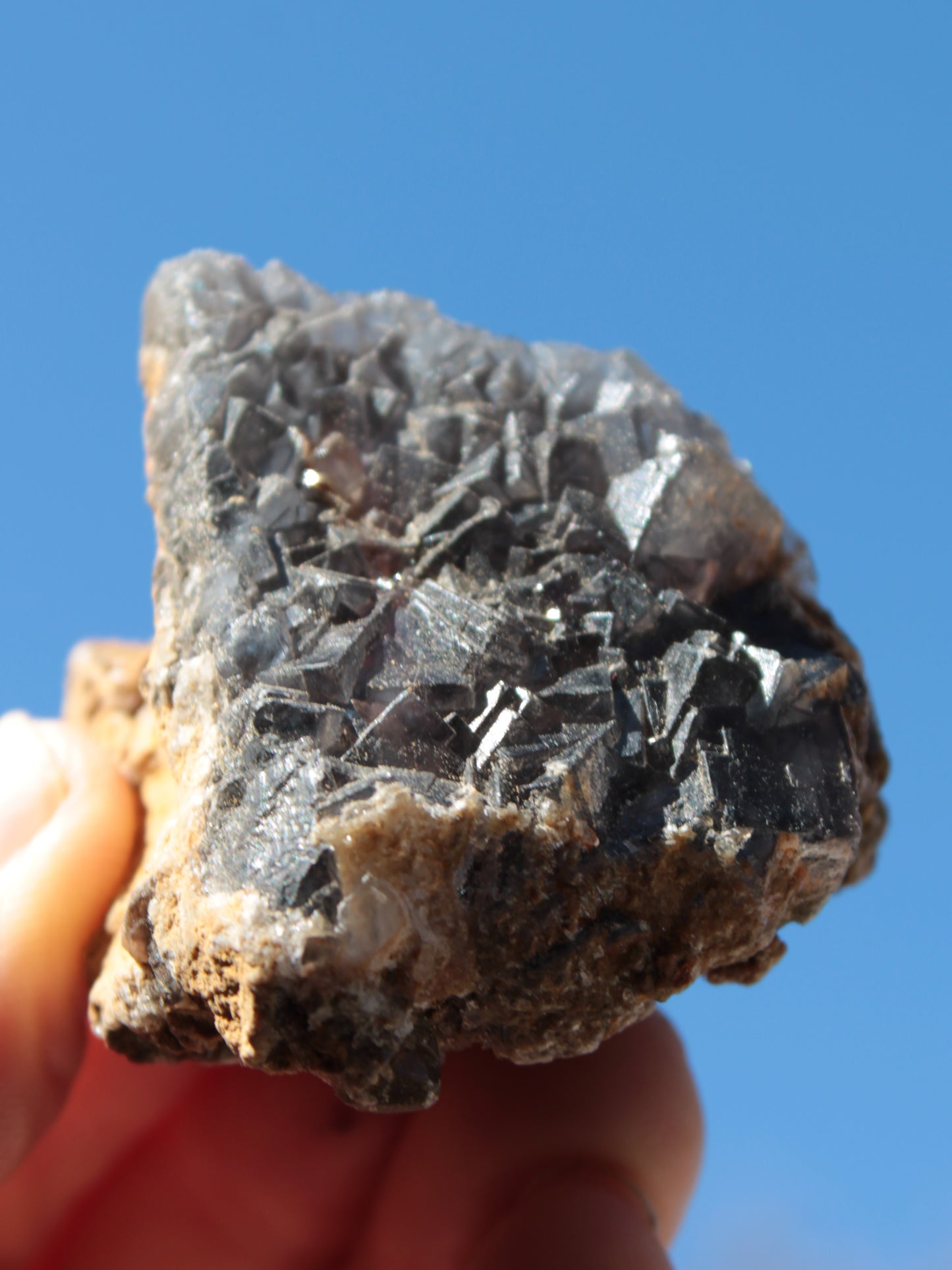 Purple cubic Fluorite cluster on Calcite matrix from Pakistan 55mm 77.4g Rocks and Things