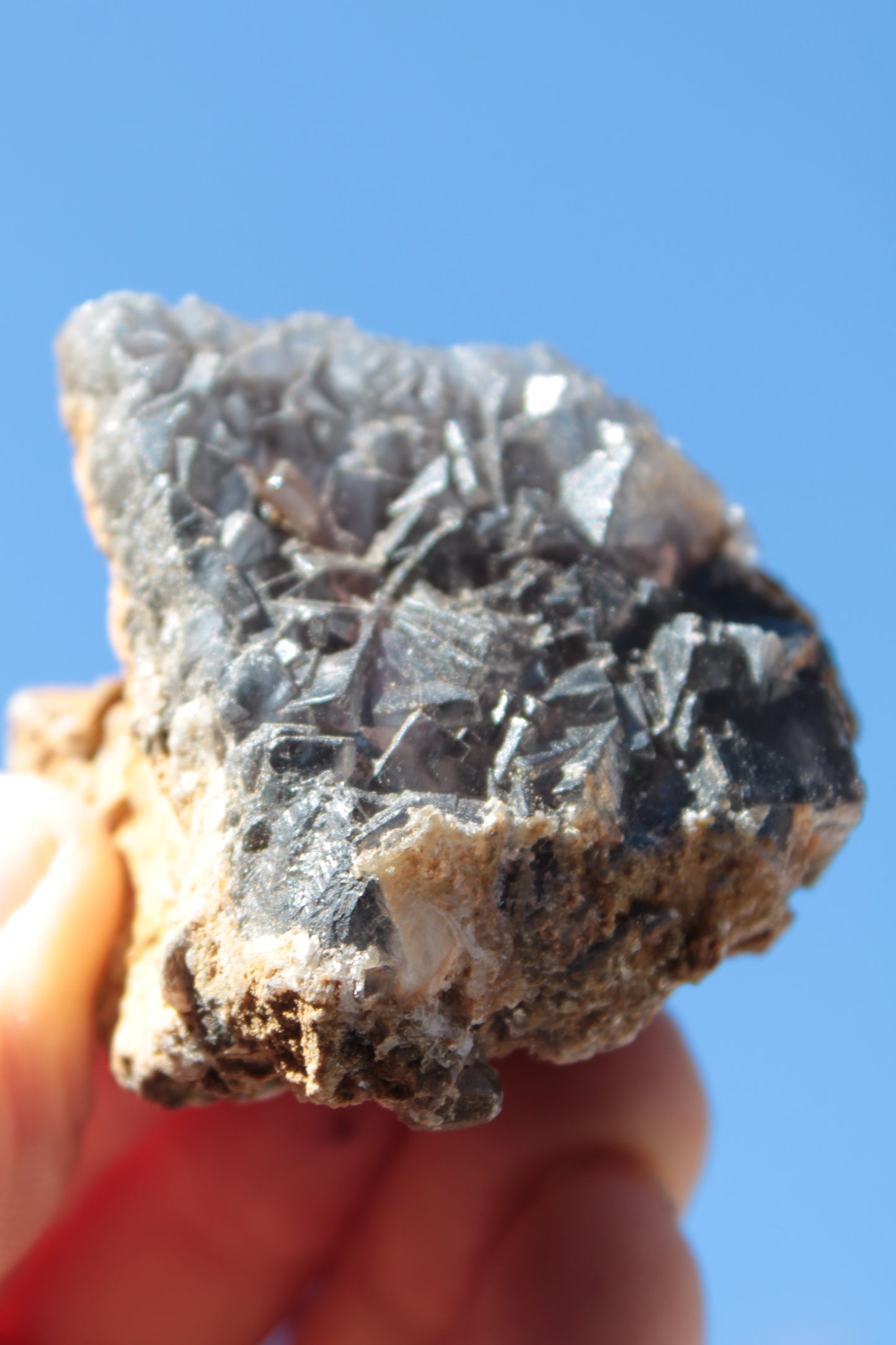 Purple cubic Fluorite cluster on Calcite matrix from Pakistan 55mm 77.4g Rocks and Things