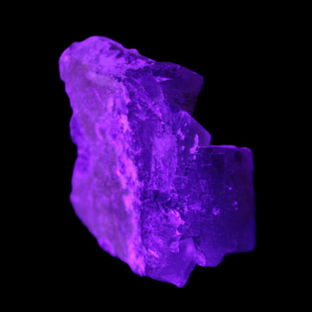 Clear cubic Fluorite cluster from Pakistan 40mm 31.2g in UV light - Rocks and Things Store