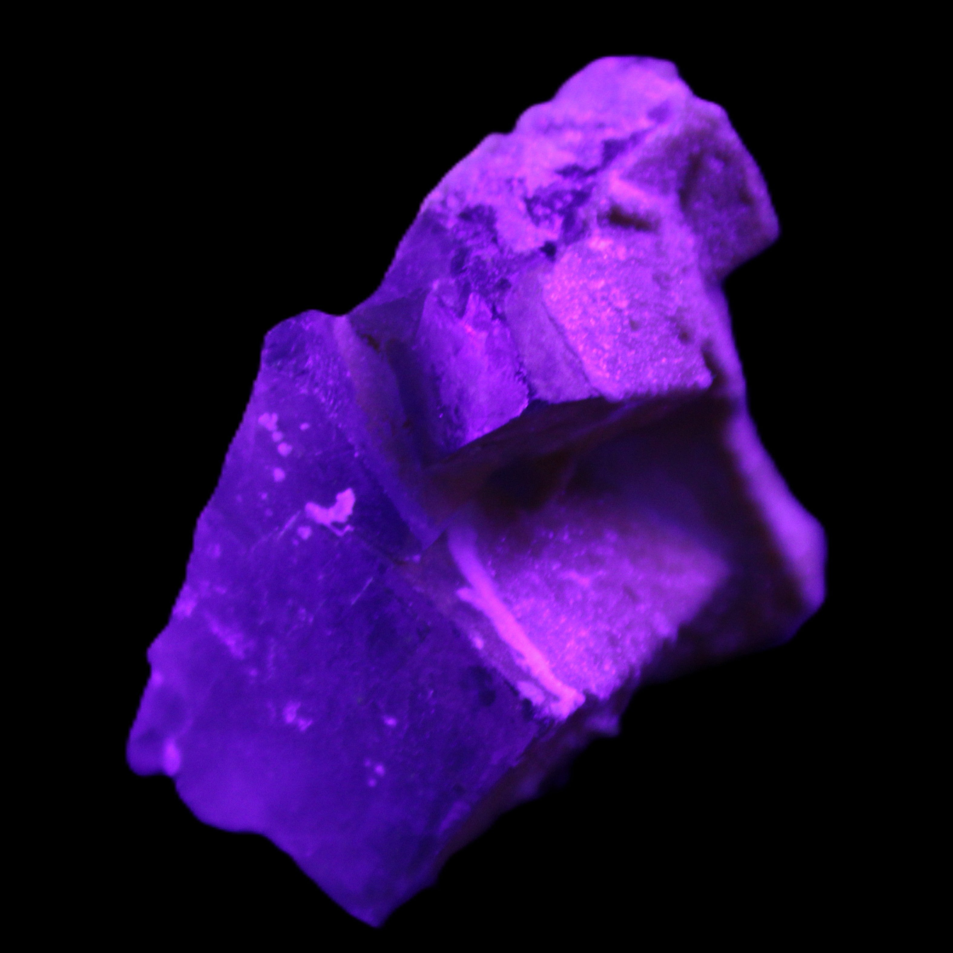 Clear cubic Fluorite cluster from Pakistan 40mm 31.2g in UV light - Rocks and Things Store