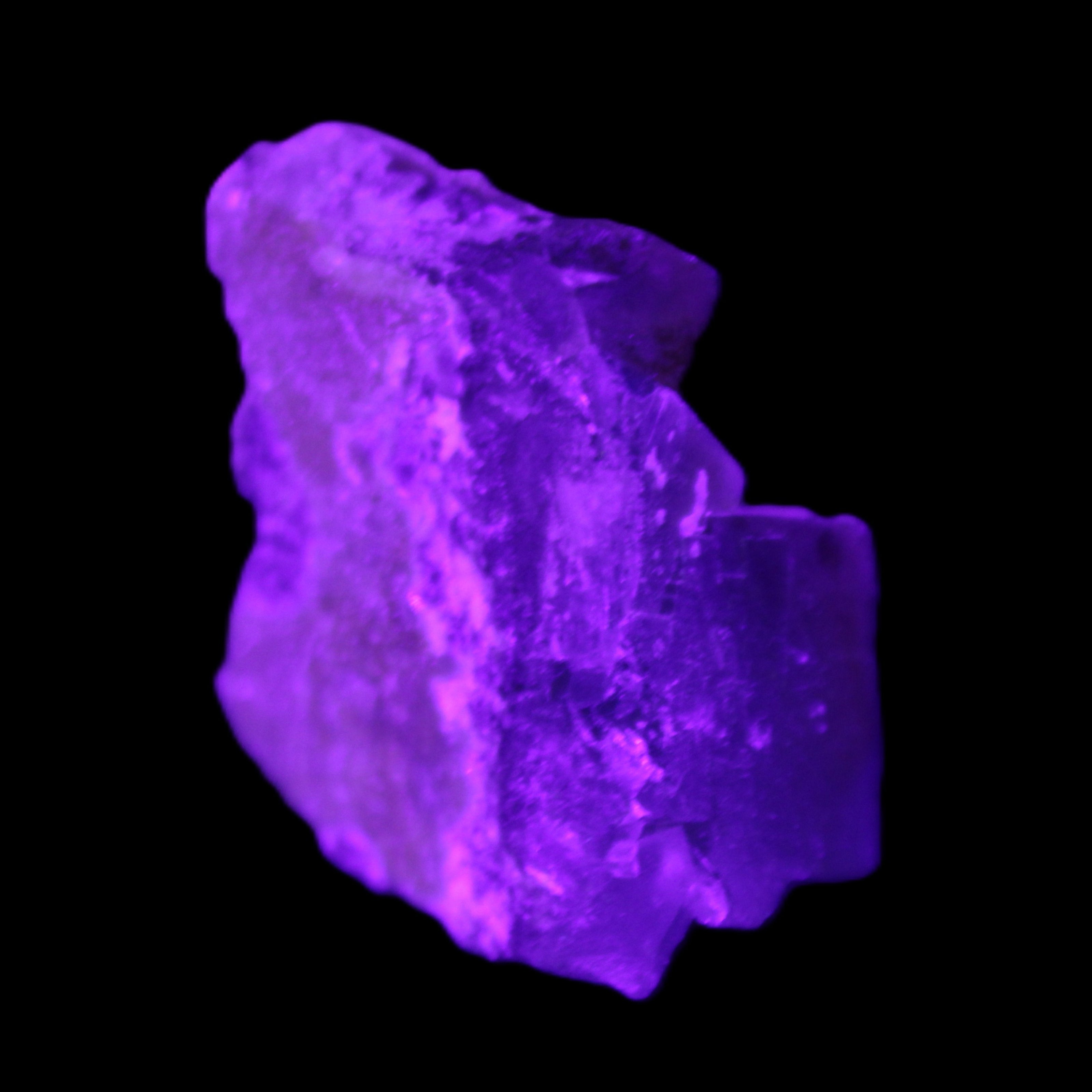 Clear cubic Fluorite cluster from Pakistan 40mm 31.2g in UV light - Rocks and Things Store