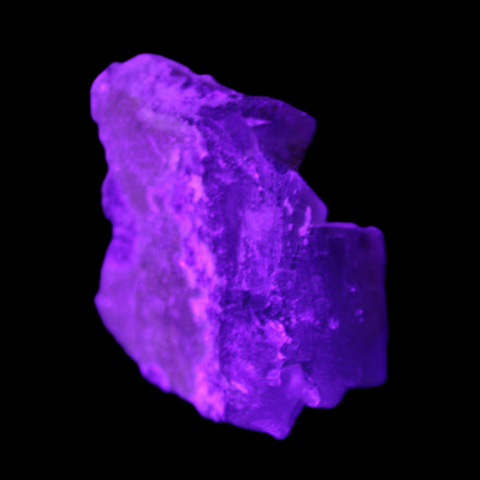 Clear cubic Fluorite cluster from Pakistan 40mm 31.2g in UV light - Rocks and Things Store