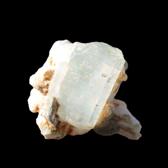 Terminated Aquamarine crystal cluster with Feldspar/Muscovite from Afghanistan 66.9ct 13.3g in sunshine - Rocks and Things Store