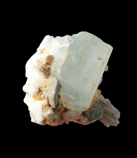 Terminated Aquamarine crystal cluster with Feldspar/Muscovite from Afghanistan 66.9ct 13.3g in sunshine - Rocks and Things Store