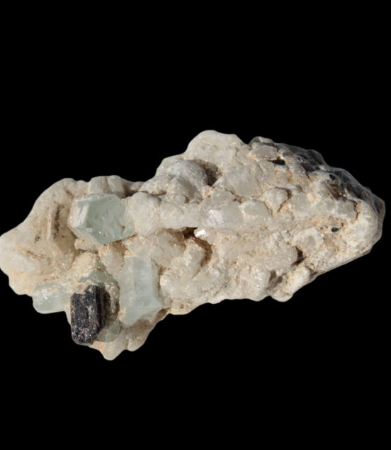 Tiny Blue Aquamarine crystals on Feldspar matrix 41.2ct 8.2g in sunshine - Rocks and Things Store