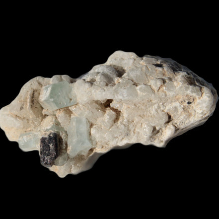 Tiny Blue Aquamarine crystals on Feldspar matrix 41.2ct 8.2g in sunshine - Rocks and Things Store