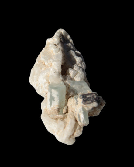 Tiny Blue Aquamarine crystals on Feldspar matrix 41.2ct 8.2g in sunshine - Rocks and Things Store