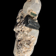 Black & Green Tourmaline on elestial Smoky Quartz crystal with Calcite from Afghanistan 67.3ct 13.4g - Rocks and Things Store