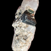 Black & Green Tourmaline on elestial Smoky Quartz crystal with Calcite from Afghanistan 67.3ct 13.4g - Rocks and Things Store