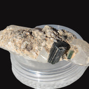 Black & Green Tourmaline on elestial Smoky Quartz crystal with Calcite from Afghanistan 67.3ct 13.4g Rocks and Things