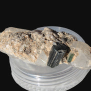 Black & Green Tourmaline on elestial Smoky Quartz crystal with Calcite from Afghanistan 67.3ct 13.4g Rocks and Things