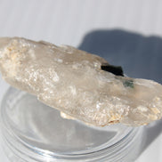 Black & Green Tourmaline on elestial Smoky Quartz crystal with Calcite from Afghanistan 67.3ct 13.4g Rocks and Things