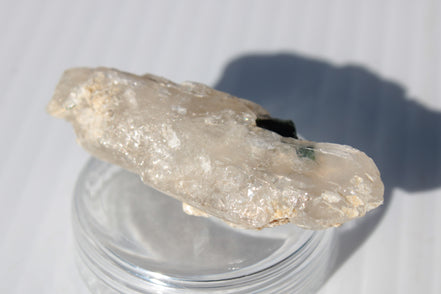 Black & Green Tourmaline on elestial Smoky Quartz crystal with Calcite from Afghanistan 67.3ct 13.4g Rocks and Things
