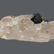 Black & Green Tourmaline on elestial Smoky Quartz crystal with Calcite from Afghanistan 67.3ct 13.4g Rocks and Things