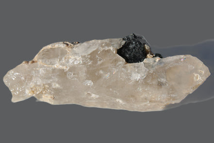 Black & Green Tourmaline on elestial Smoky Quartz crystal with Calcite from Afghanistan 67.3ct 13.4g Rocks and Things