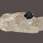 Black & Green Tourmaline on elestial Smoky Quartz crystal with Calcite from Afghanistan 67.3ct 13.4g Rocks and Things