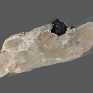 Black & Green Tourmaline on elestial Smoky Quartz crystal with Calcite from Afghanistan 67.3ct 13.4g Rocks and Things