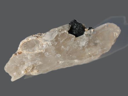 Black & Green Tourmaline on elestial Smoky Quartz crystal with Calcite from Afghanistan 67.3ct 13.4g Rocks and Things