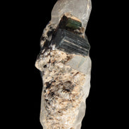 Black & Green Tourmaline on elestial Smoky Quartz crystal with Calcite from Afghanistan 67.3ct 13.4g Rocks and Things