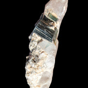 Black & Green Tourmaline on elestial Smoky Quartz crystal with Calcite from Afghanistan 67.3ct 13.4g - Rocks and Things Store