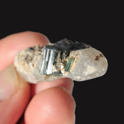 Black & Green Tourmaline on elestial Smoky Quartz crystal with Calcite from Afghanistan 67.3ct 13.4g Rocks and Things