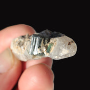 Black & Green Tourmaline on elestial Smoky Quartz crystal with Calcite from Afghanistan 67.3ct 13.4g Rocks and Things