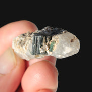 Black & Green Tourmaline on elestial Smoky Quartz crystal with Calcite from Afghanistan 67.3ct 13.4g Rocks and Things