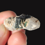 Black & Green Tourmaline on elestial Smoky Quartz crystal with Calcite from Afghanistan 67.3ct 13.4g Rocks and Things