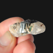 Black & Green Tourmaline on elestial Smoky Quartz crystal with Calcite from Afghanistan 67.3ct 13.4g Rocks and Things