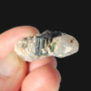 Black & Green Tourmaline on elestial Smoky Quartz crystal with Calcite from Afghanistan 67.3ct 13.4g Rocks and Things